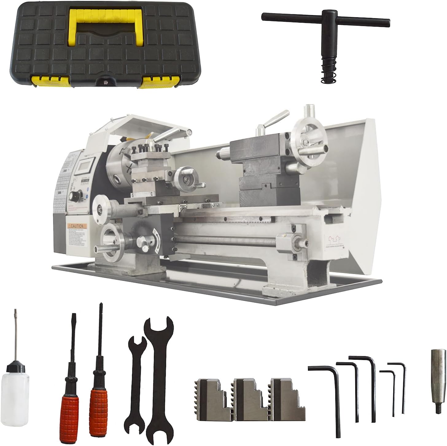 8"x24" Mini Lathe Metric Precision Metal Bench Lathe 1100W DIY Brushless Motor Variable Speed Lathe 110V WM210V