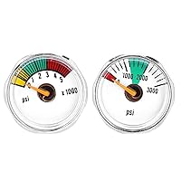 Vista 5 de Medidor de presión de Paintball de 0-5000 psi Mini manómetro aleación de aluminio 0.886 in Medidor de dial PCP Manómetro PCP Montaje trasero