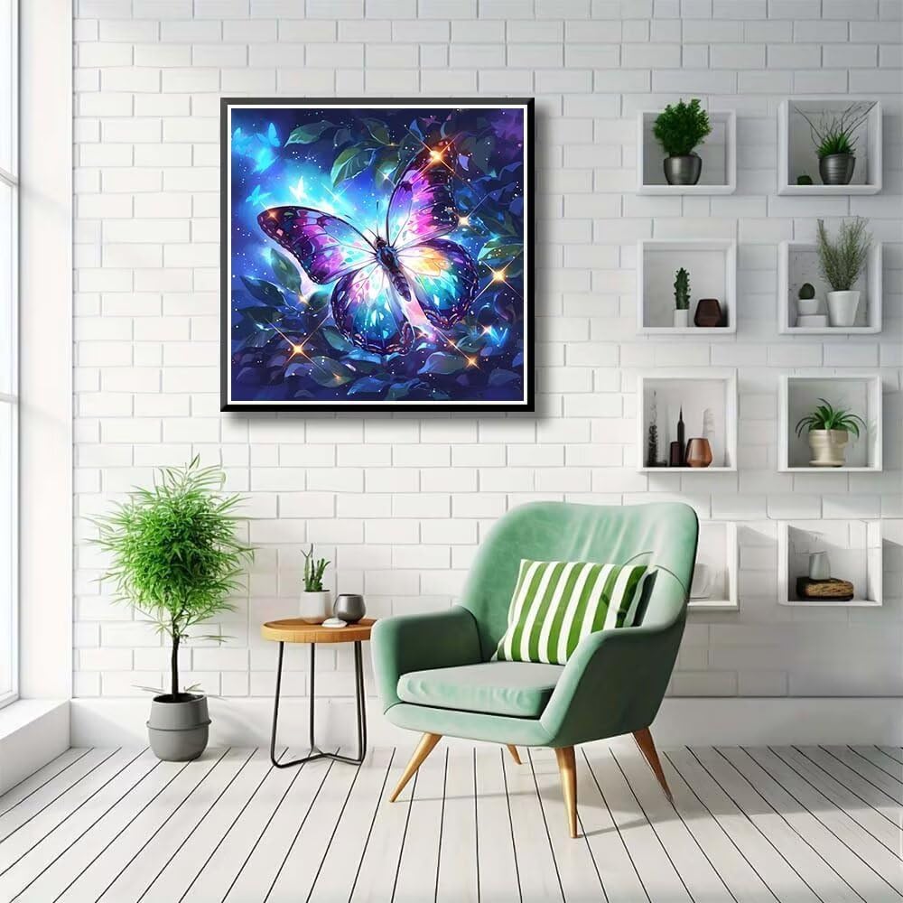 ダイヤモンドアート 蝶 80x80cm 丸型 いビーズ ダイヤモンドペインティング アートセット 全面貼り付けタイプ ビーズアートモ