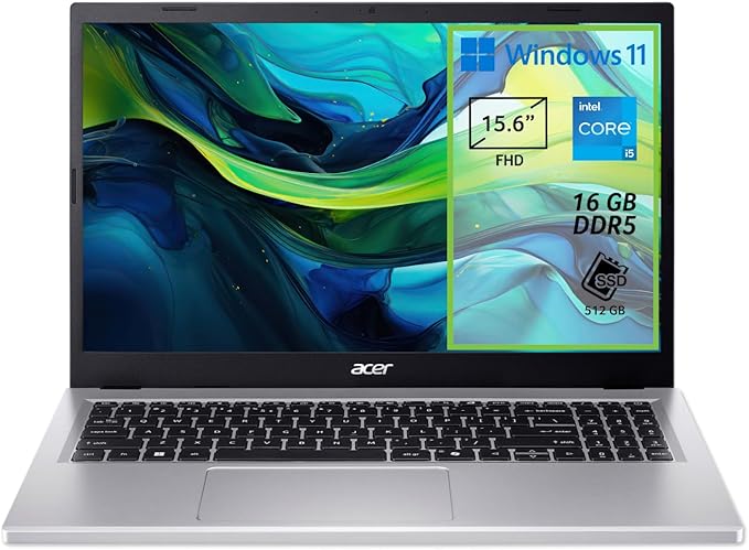 acer Aspire Go 15 AG15-71P-596U PC Portatile, Notebook, Processore Intel Core i5-1334U, RAM 16 GB DDR5, 512 GB PCIe NVMe SSD, Display 15.6" FHD, Scheda Grafica Intel Iris Xe eligible, Windows 11 Home
