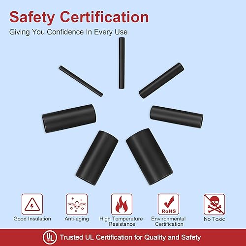 Miniatura 6 de Juego de 400 tubos termorretráctiles Black innhom Heat Shrink Tube Wire Shrink Wrap UL Aprobado Ratio 3:1 Cable Eléctrico Kit Kit