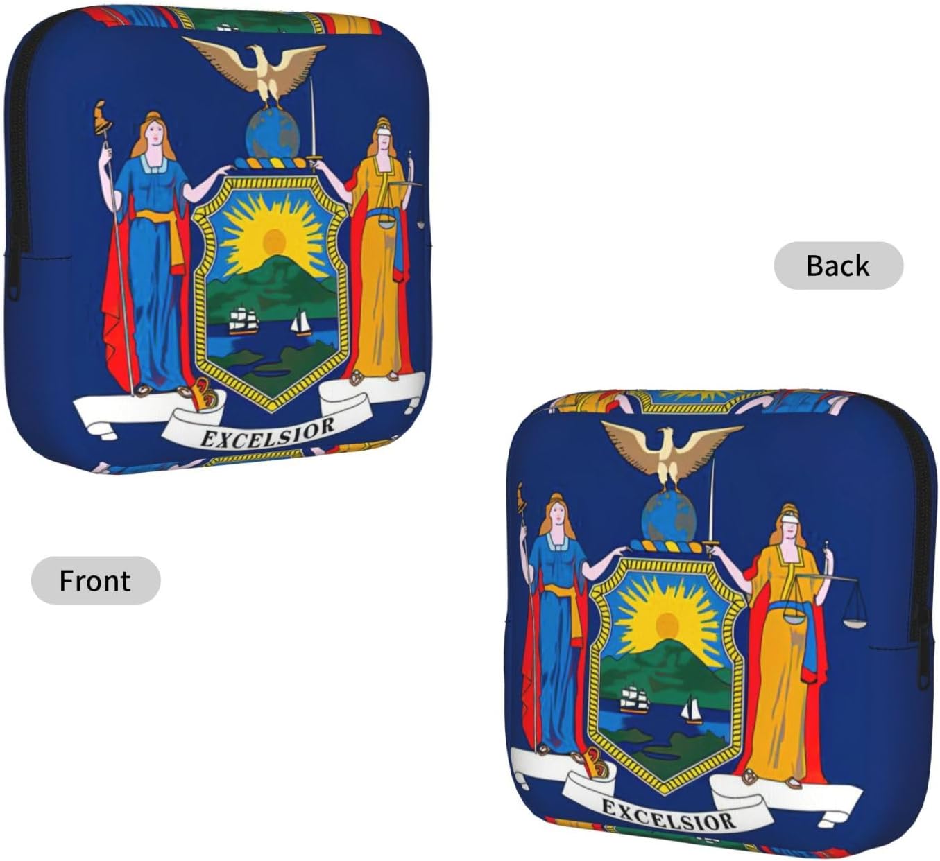 New York State Flag Print Women Period Bag Sanitary Pouch Portable Pad Pouch Tampon Holder Small Zipper Pouch Storage Bag
