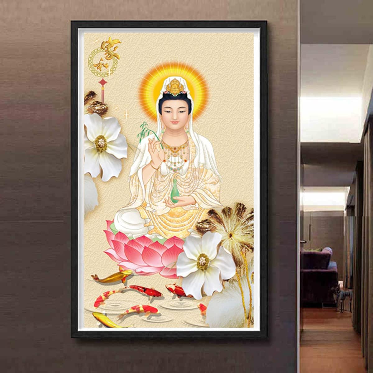 Instarry DIY 5D Diamond Painting Kits for Adults Large Size Guanyin Bodhisattva/Buddha Statue Rhinestones Cross Stitch Wall Decor for Bedroom Living Room 25.6x17.7 inch