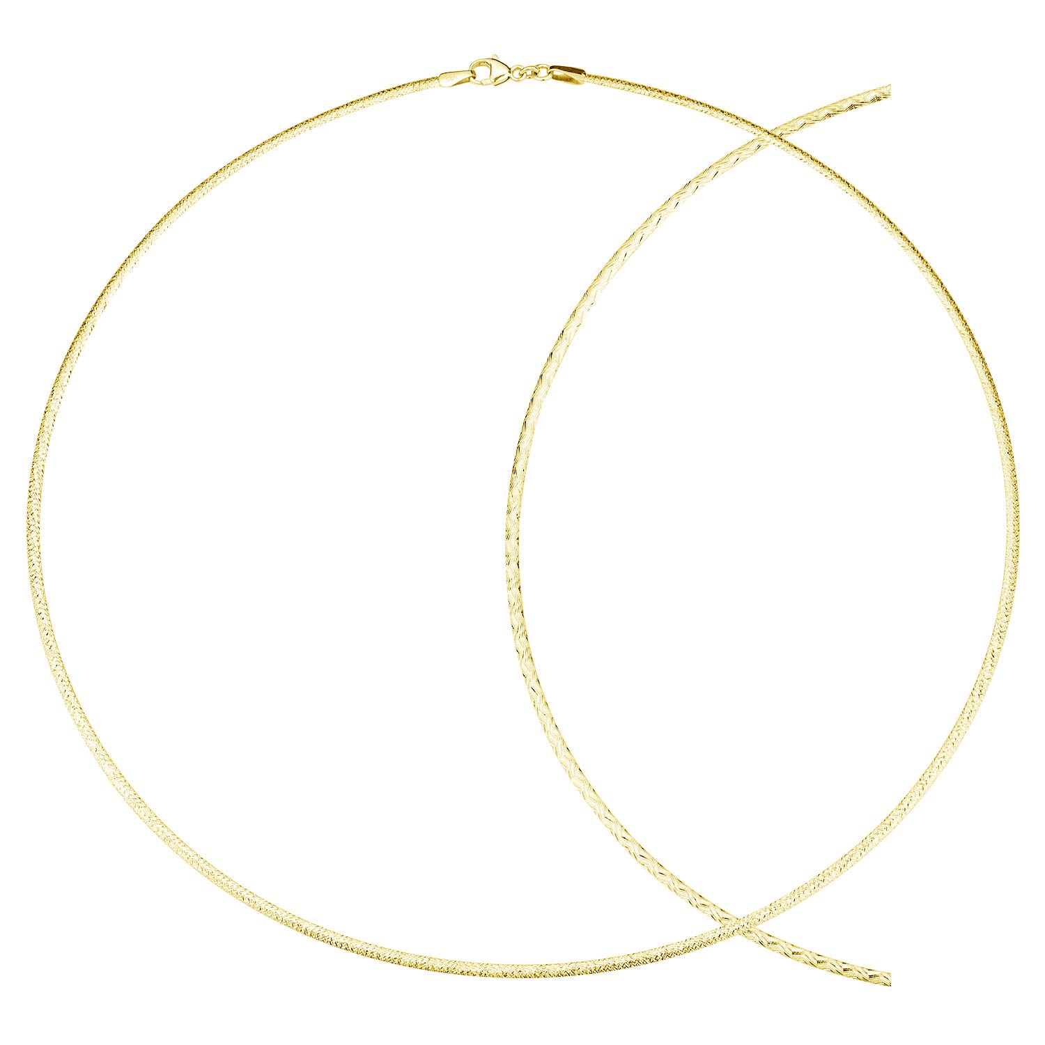 MATERIA Gold Halskette Collier Halsreif 45cm - 925 Silber Tonda-Kette gelbgold vergoldet mit Collier-Etui CO-24