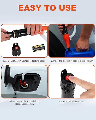 Miniatura 4 de Bomba de transferencia portátil con pilas, bomba de sifón eléctrica para gas, combustible, diésel, transferencia de agua, extractor de aceite de