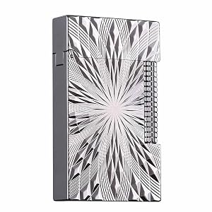 Classic Butane Lighter Brass Hand Engraved Side Slide Lgnition Refillable Soft Flame Lighter for Men Dad Husband Collect