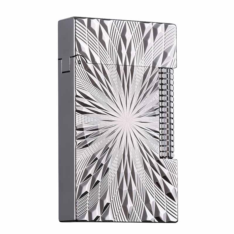 Classic Butane Lighter Brass Hand Engraved Side Slide Lgnition Refillable Soft Flame Lighter for Men Dad Husband Collect