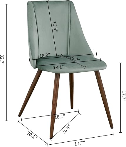 Miniatura 3 de FurnitureR Juego de 2 sillas de comedor, sillas de cocina tapizadas de terciopelo, sillas laterales modernas para comedor con asiento suavepatas de