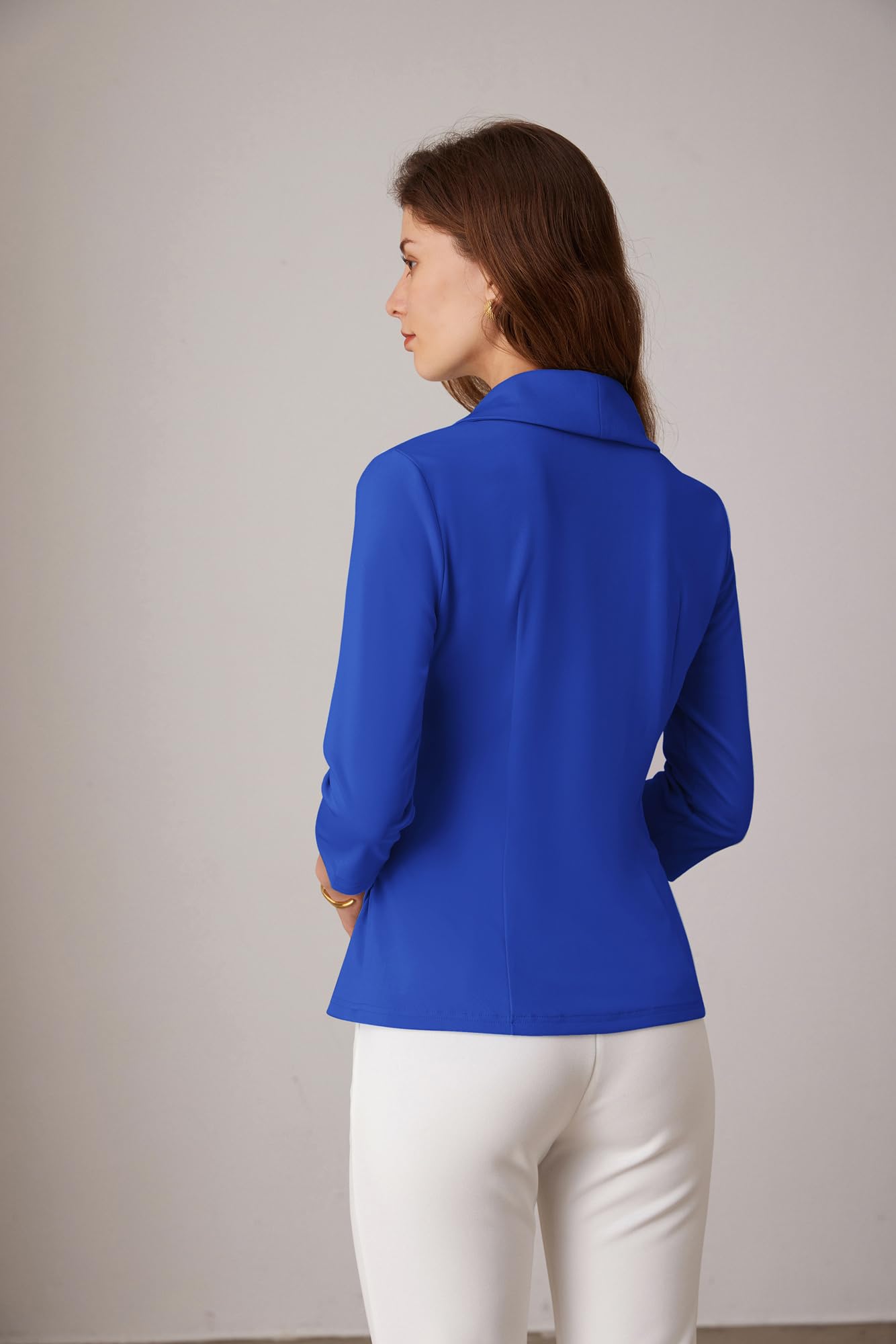 GRACE KARIN Damskie eleganckie topy robocze, dekolt w serek, biznesowe bluzki na co dzień, z rękawami 3/4, eleganckie koszule