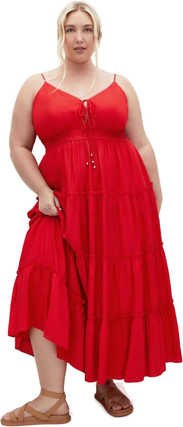 City Chic Women's Plus Size Dress - Aiza Crochet Tier Maxi