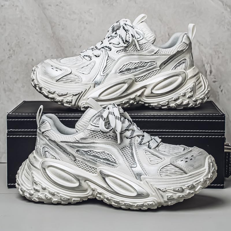 Large-Sized Men's Fashionable Sports Shoes with Breathable mesh, wear-Resistant Rubber Soles, Thick Soles and Height-Increasing Features for Daily Outdoor use2