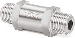 ChillWaves 304 Stainless Steel In-Line Split Check Valve 3/8" NPT Male Thread, One-Way Non-return Check Valve，Prevent Water Back-flow(1-PACK)
