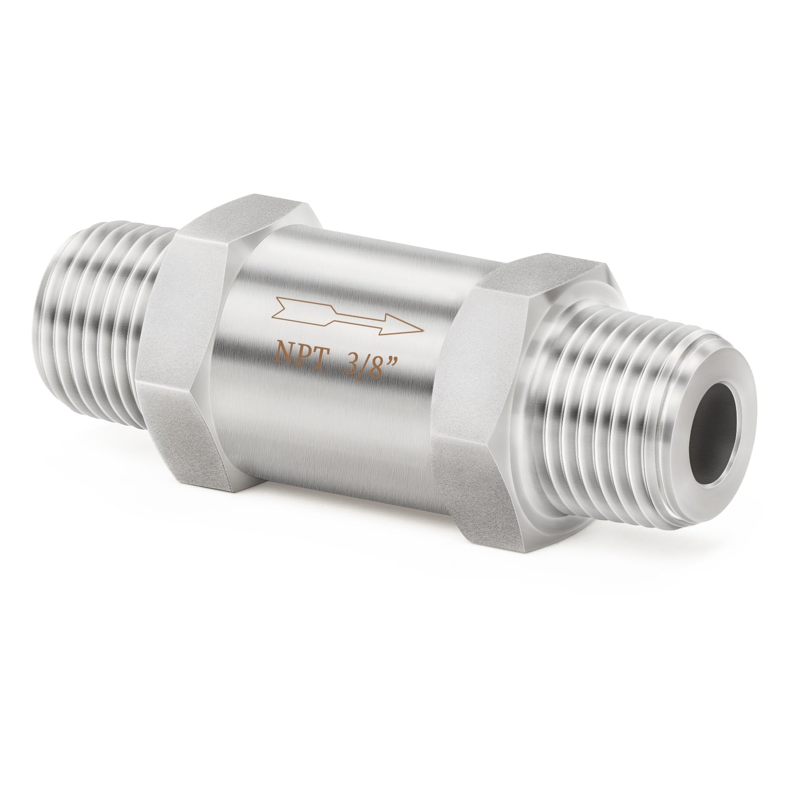 ChillWaves 304 Stainless Steel In-Line Split Check Valve 3/8" NPT Male Thread, One-Way Non-return Check Valve，Prevent Water Back-flow(1-PACK)