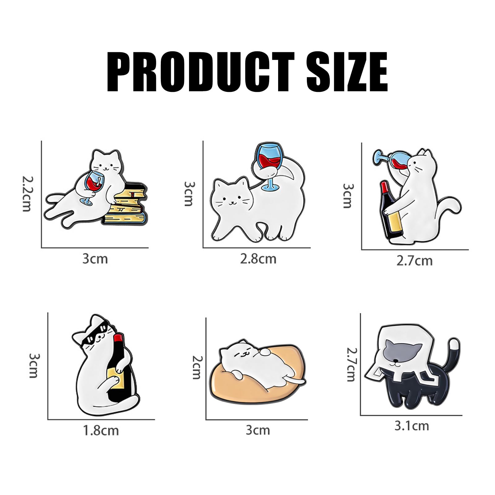 6 Stück Pins Anstecker,Katzen Emaille Anstecknadeln Pins Tier Brosche Niedliche Cartoon Katze Abzeichen für Hemd,Abzeichen,Tasche,Revers,Schmuck,Zubehör,Geschenk