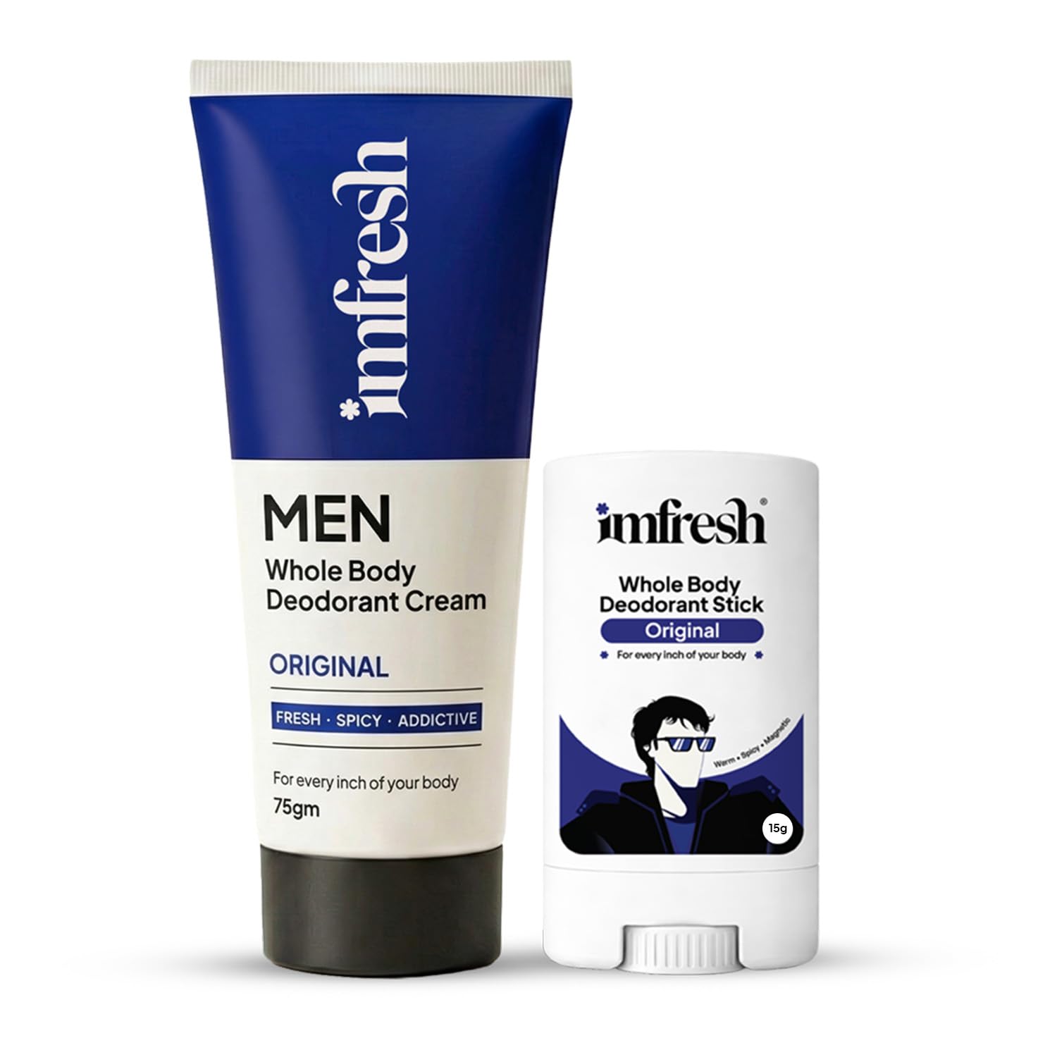 imfresh Original Deodorant Cream 75g & Deodorant Stick for Men 12g, Long Lasting Odour Control, Whole Body Odour Protection, Warm, Spicy, Magnetic Fragrance, As Seen on Shark Tank India-image-9