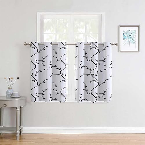YANFENQI Cortina para Dividir Habitacion Black and White Lines Concise Door Curtains for Doorways Room Darkening 55Inch Width by 55Inch Length,2