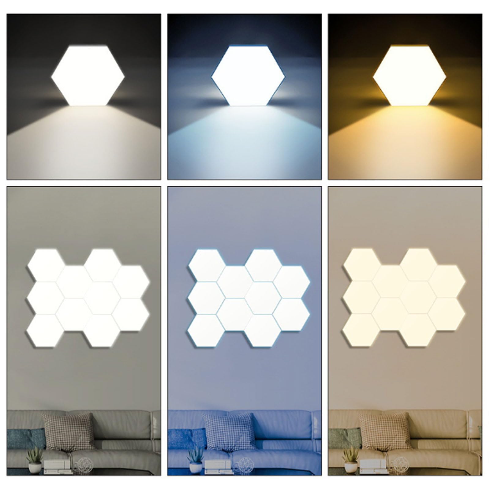 Hexagon LED Wall Light, 10x9cm Hexagon Wall Light RGB Panel Touch Control DIY Hexagon Light for Wall LED Light Panel USB Power Supply Hex Light for Bedroom Game Room Background