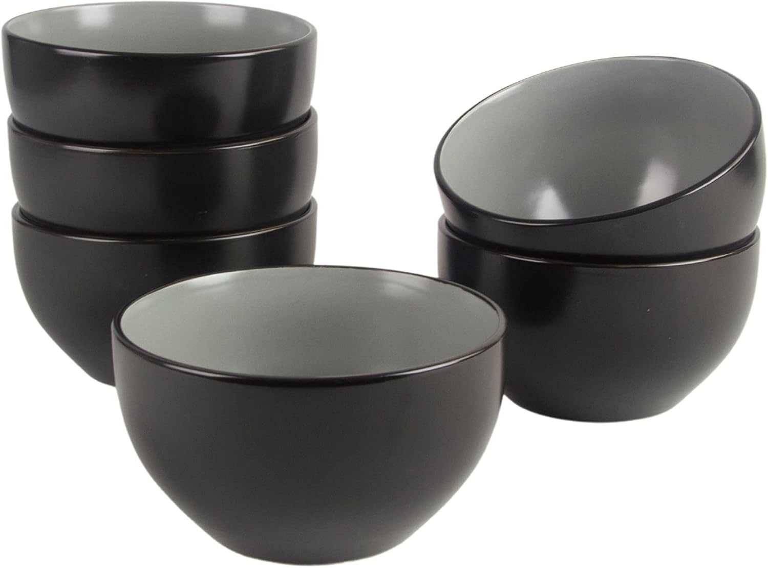 10 Strawberry Street Two Tone Coupe 5.5”/24 Oz. Cereal Bowl Set Of 6, Gray/White