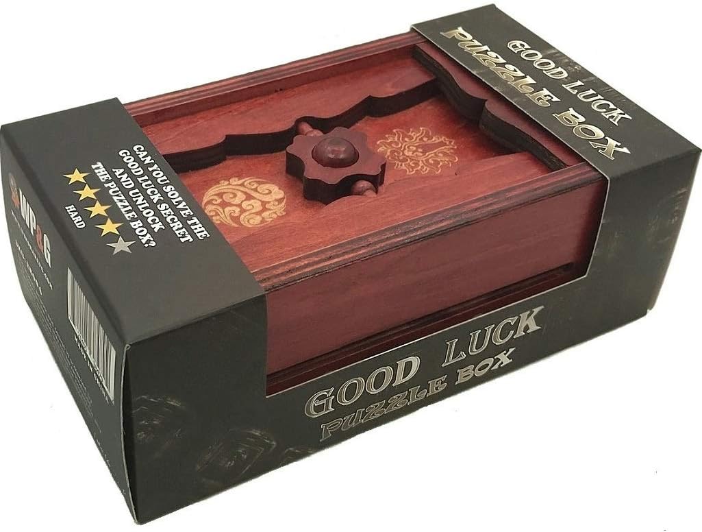 Good Luck Puzzle Box Secret - Money and Gift Card Holder in a Wooden Magic Trick Lock with Hidden Compartment Piggy Bank Brain Teaser Game : Toys & Games