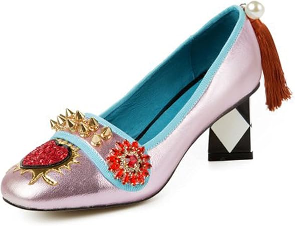 RTYUI Sandali con Cuore di Pesca D茅Collet茅 con Fiori di Cristallo Scarpe da  Donna con Nappe Scarpe da Donna con Tacco in Vera Pelle : Amazon.it: Scarpe  e borse