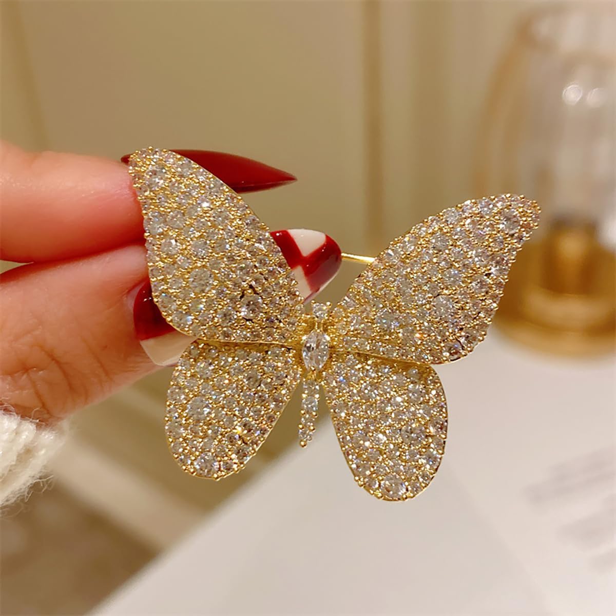Fashion Butterfly Rhinestone Brooch Pin for Women CZ Brooches Lapel Pins