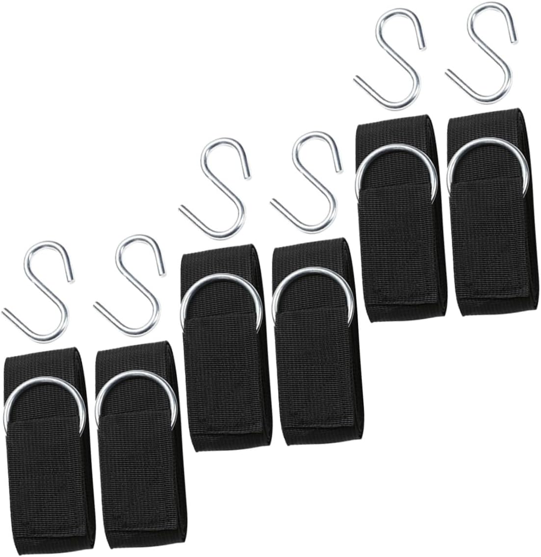 Beaupretty 6pcs Outdoor Nylon Hammock Tree Straps with S Hooks Adjustable Swing Hanging Rope Kit for Backyard Camping and Patio Use