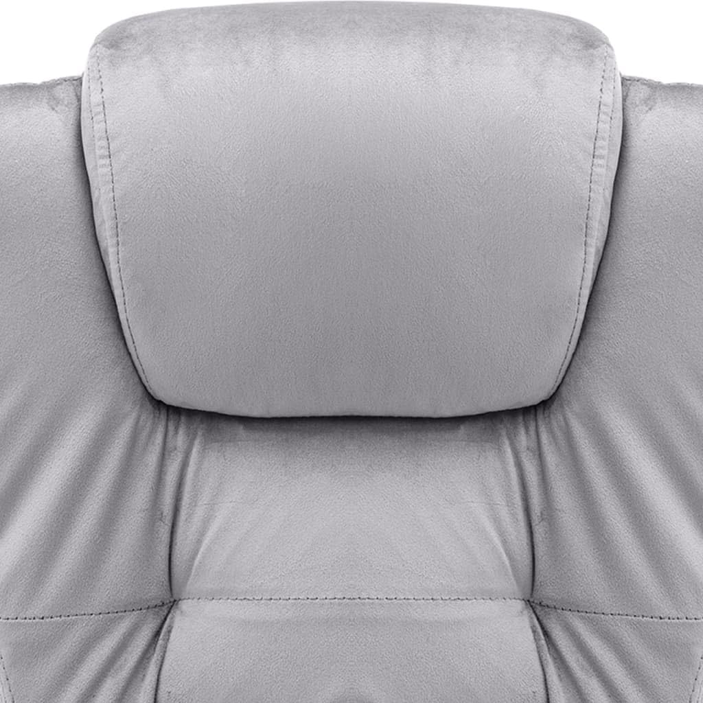 Sedia da ufficio massaggiante in velluto grigio chiaro con funzione riscaldante, ergonomica, girevole, regolabile in altezza, con braccioli e schienale, per casa e ufficio