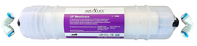 Aqualex, Pokar RO UF Membrane Filter Original Hollow Fiber 12 inch 0.1 Micron Suitable of All Branded RO Water Purifier + 2pcs Elbow