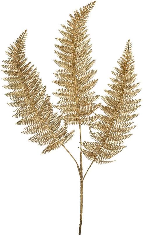 YATAI Golden Christmas Platinum Glitter Bracken Fern Spray Festival Ornaments Artificial Plants Fake Flowers For Home Birthday Party Bouquets Table Centerpieces Floral Wreath Décor (1)