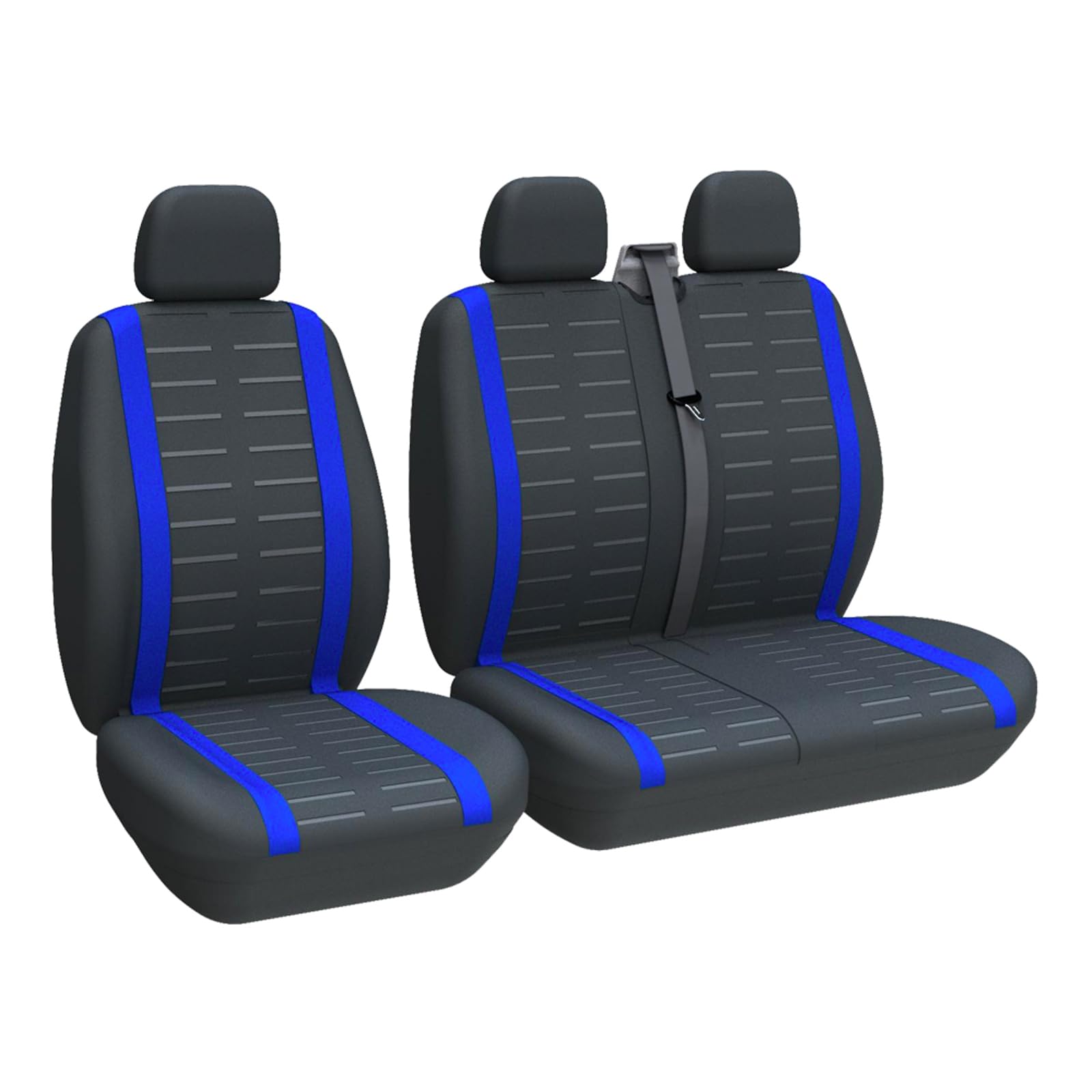 TOYOUN Van Seat Covers 3D Stripe Print Universal Fit for Most Vans Trucks Lorry Single & Double Car Seat Covers for Single Driver and Double Passenger,BLUE