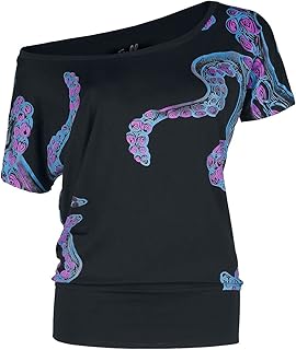 Mujer Top Negro con Esqueleto de Colores
