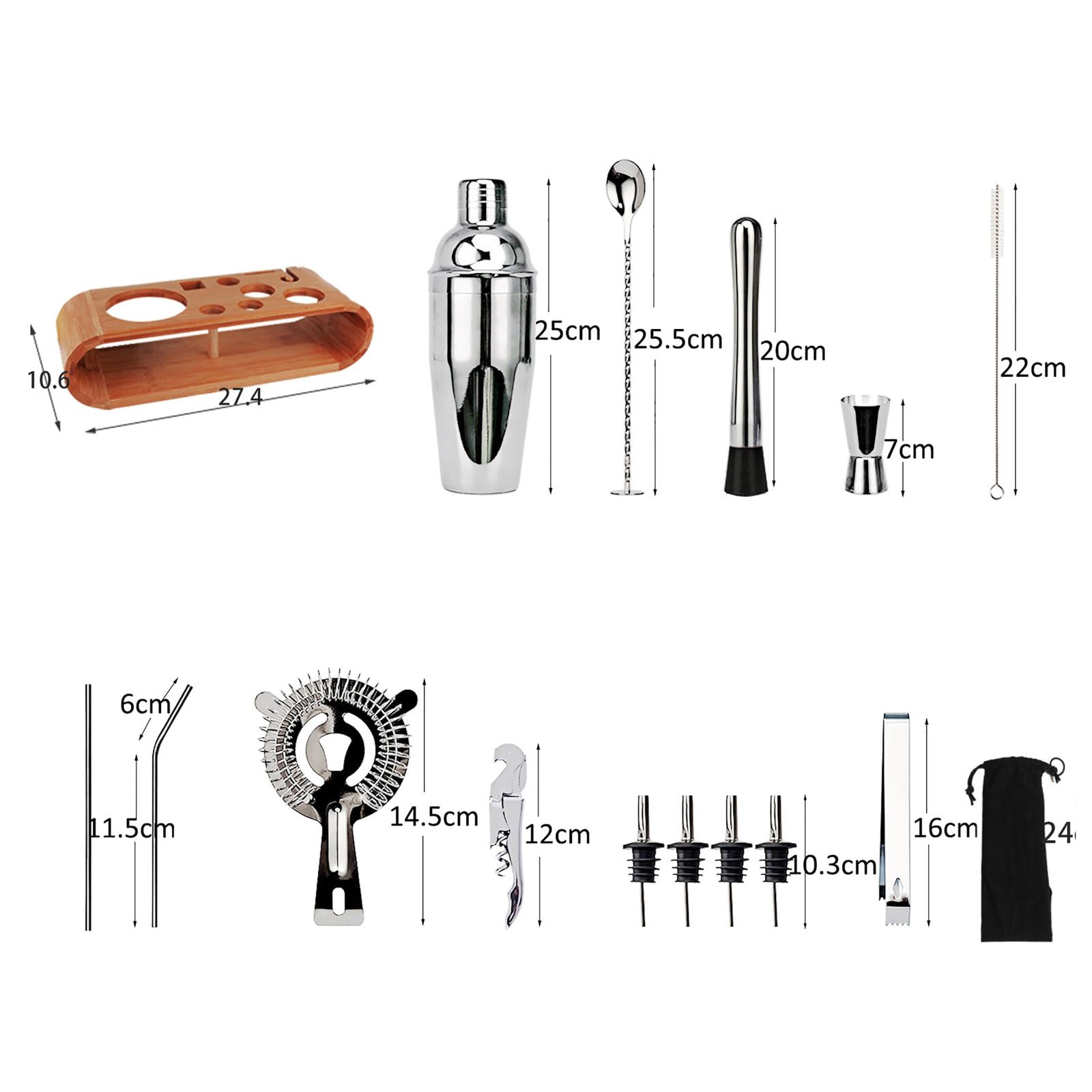 Coctelera de Acero Inoxidable 10/12 piezas Coctelera para Cócteles Kit Con Soporte Accesorios Profesional Cóctel Recetas set de regalo Profesional Barman Herramientas para Mezclar Bebidas,Barra,hogar