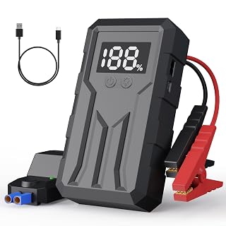 Jump Starter 4000A Peak, Portable Car Battery Jump Starter for 9L Gas 8L Diesel Engines, Power Pack with LED Flashlight, USB Quick Charge, Auto Battery Charger for Cars, Trucks, SUV, Gifts for Men - Amazon product rated Grade A