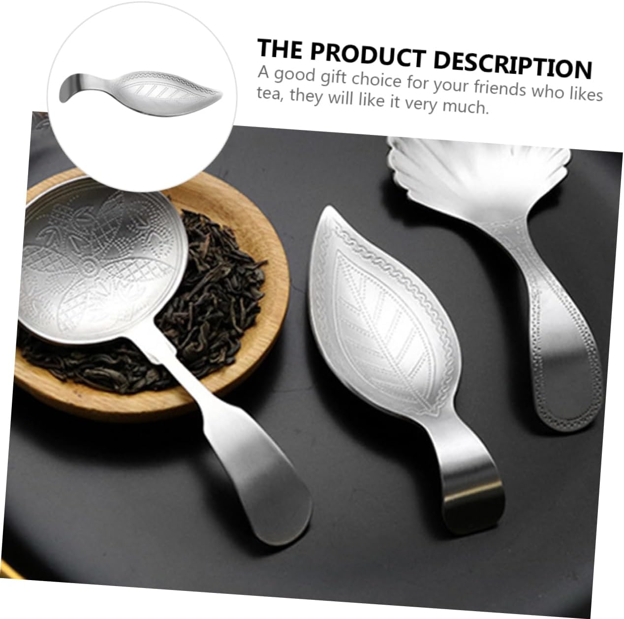 Stainless Steel Tea Scoop Leaf Shaped Tea Shovel with Comfortable Grip Smooth Surface and Construction Measuring and Stirring