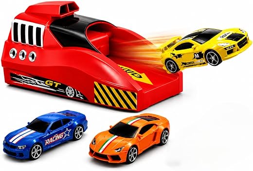PLUSPOINT Rapid Car Launcher Toy Set – High Speed Racing Launcher with 3 Die-Cast Cars, Racing Battle Toy for Boys &amp; Girls...
