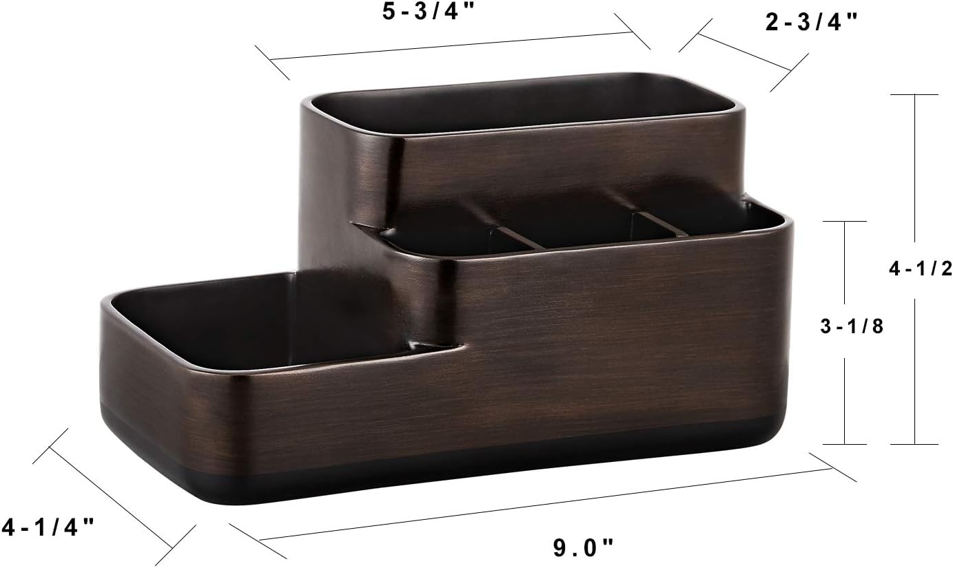 zccz Bathroom Organizer Toothbrush Holders - Electric Toothbrush and Toothpaste Holder for Bathrooms - Tooth Brushing Holder Bathroom Sink Organizers Countertop Storage, Oil Rubbed Bronze