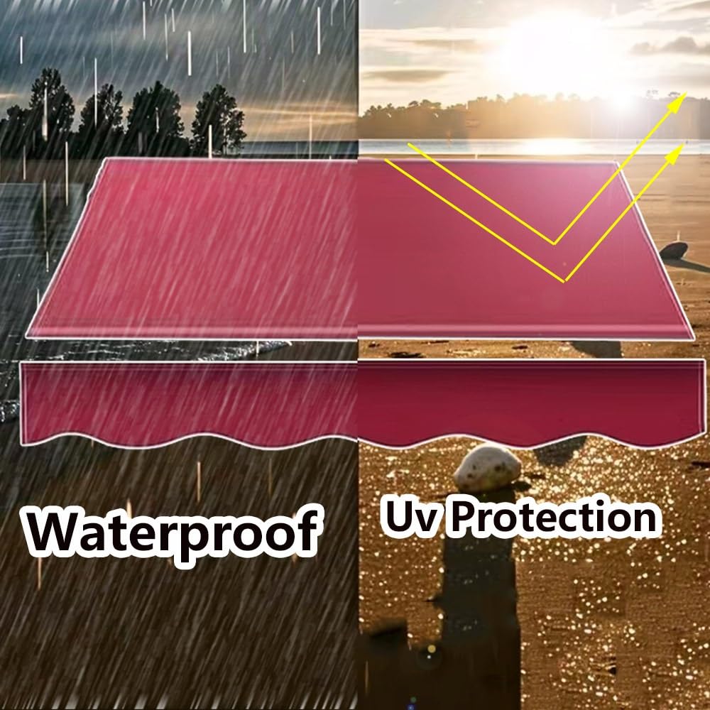 Tessuto di ricambio per tenda da sole 3,5 x 3,5 m, impermeabile, retrattile, tenda da sole, riparo, blu, soluzione per tende da esterni (3 x 1,5 m)