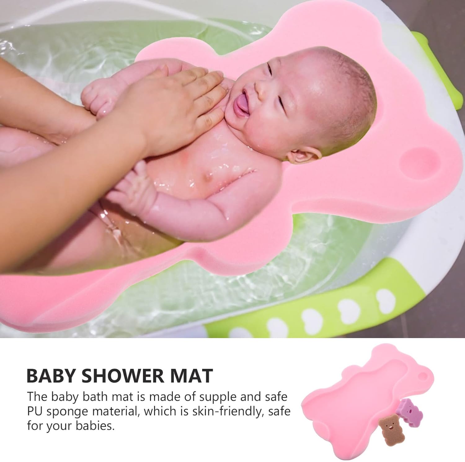Bath for Shower Bath Seat Bath Tub Soft Infant Bath Sponge Bear Shape Bath Mat Support Skid- Proof Bath Cushion Mat for Home Bathroom Bathtub Bath Seat Bath Tub