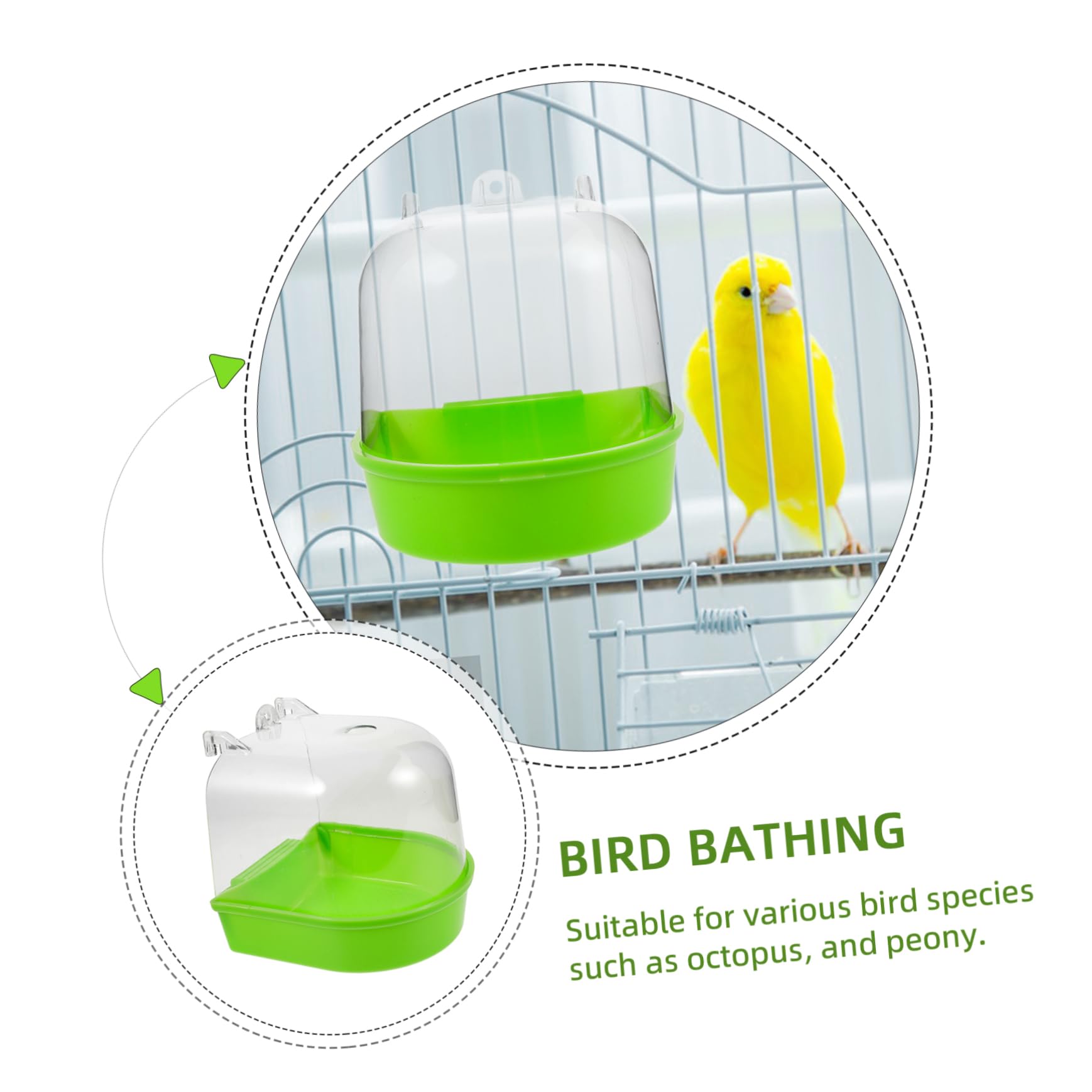 BESPORTBLE 4pezzi Vasca da Bagno per Uccelli Box da Bagno per Pappagalli Vaschetta Appendibile per Pulizia e Divertimento Resistente e Riutilizzabile Accessori per Piccoli Animali Domestici