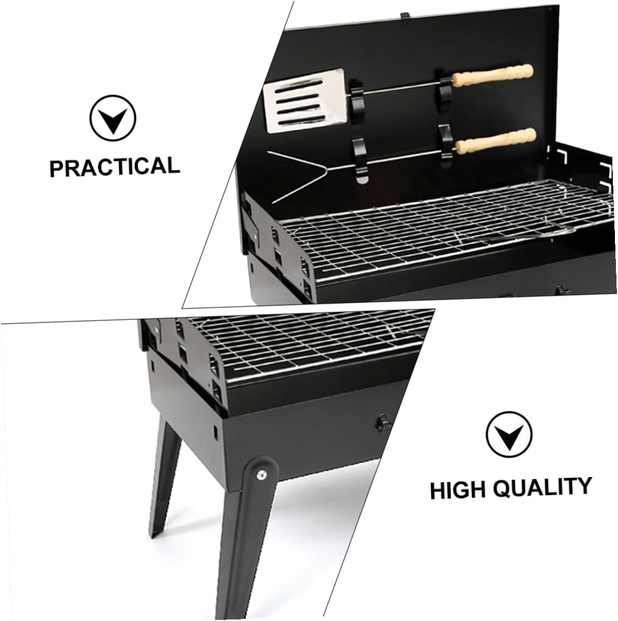 Portable Barbecue Stove and Folding Bbq Grill 44x27x47cm with Accessories Outdoor Camping Cooking Barbecue Tools for Picnic and Travel