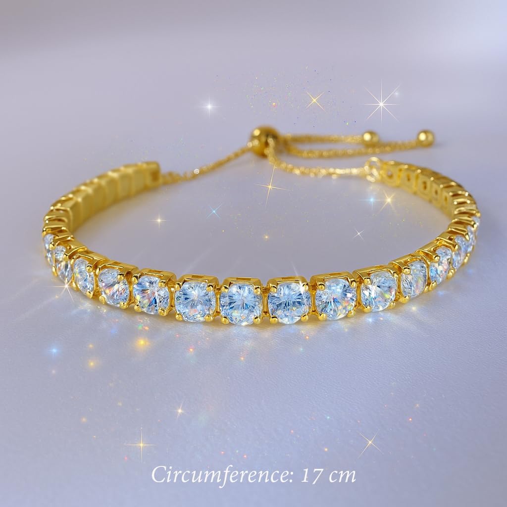 3Pcs Bracelet Set – Upgraded Rainbow Sparkle Tennis, Crystal Center Elegant Flower, Refreshed Modern Shine Bangle for Women,18K Gold Plated Stackable - Image 2