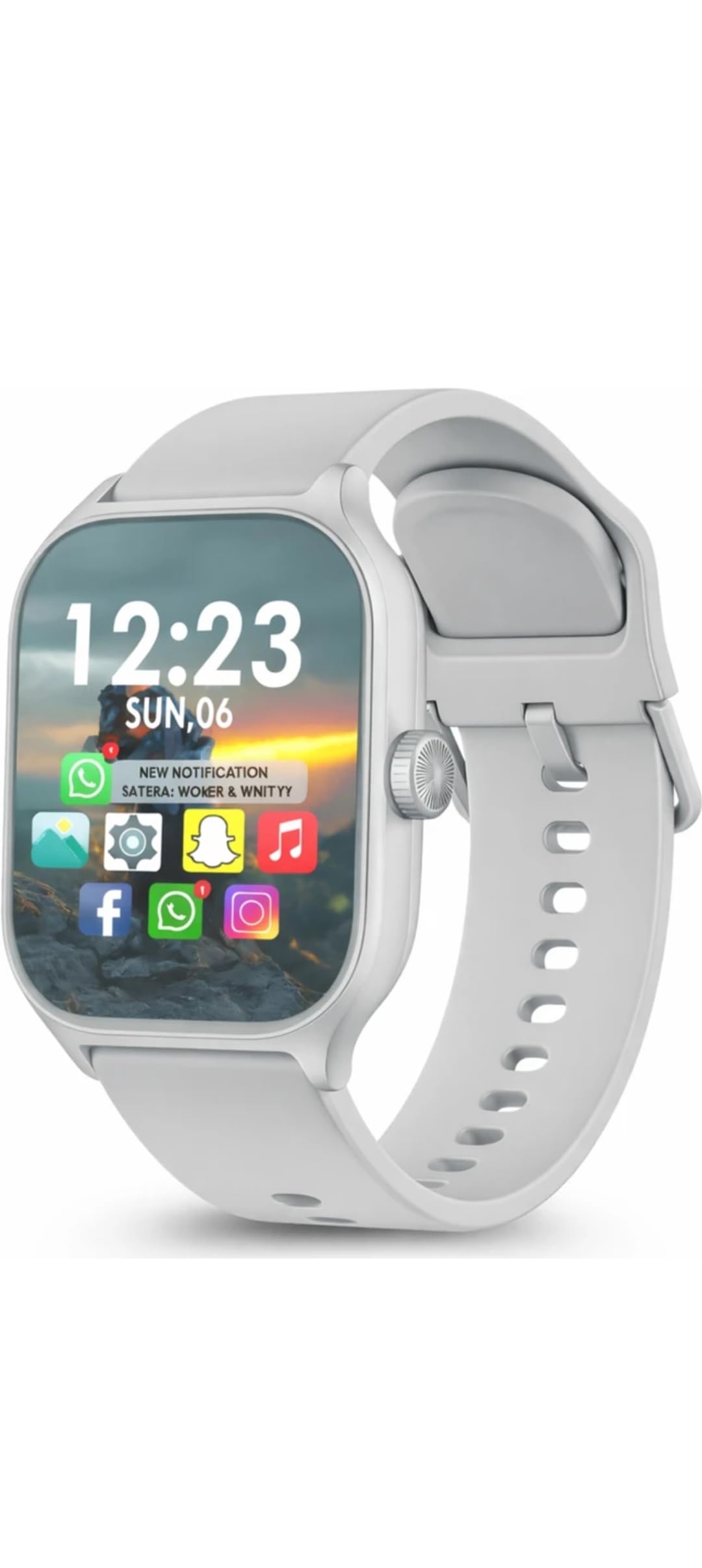 Generic Smartwatch Silver Silicone Strap - Image 1