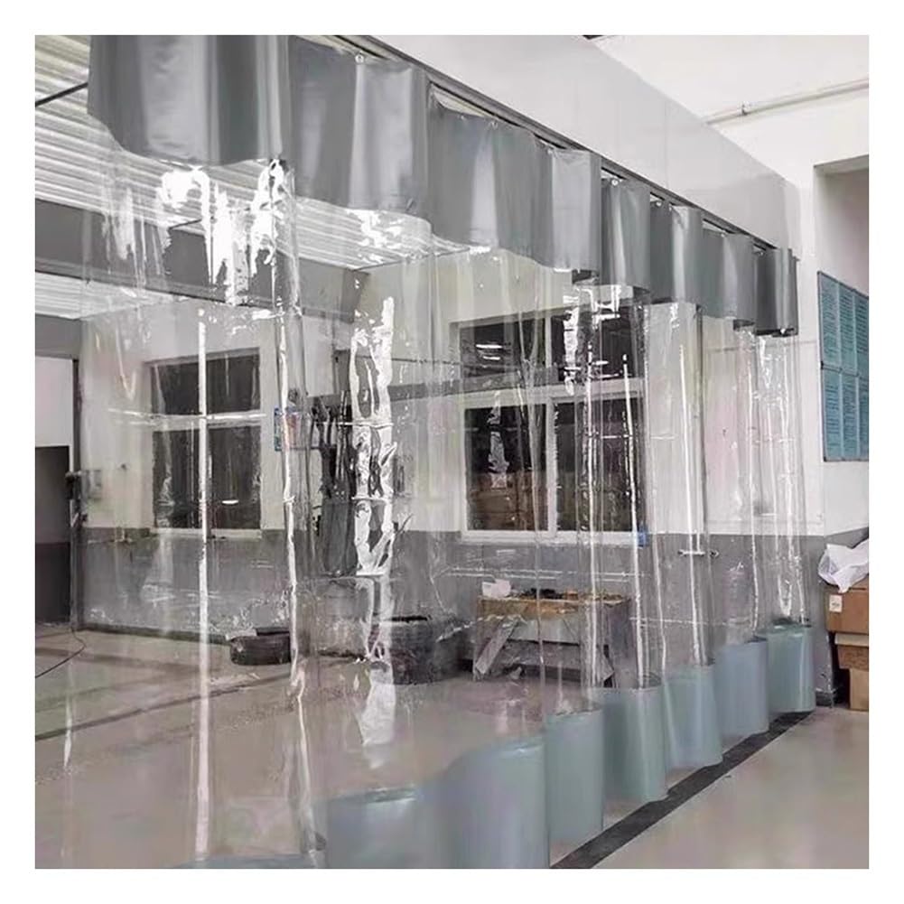 MRVAKDYDI Industrial Wash Bay Curtains, Heavy Duty Transparent Vinyl Divider Curtains Waterproof Eyelets Grey Multiple Sizes(1.5x2m/4.9x6.6ft)