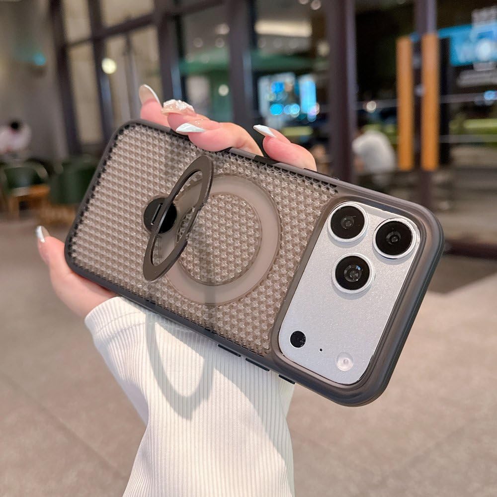 Luxury Mesh Hole Heat Dissipation Kickstand Case for iPhone 17 Air 16 15 14 Plus 13 12 11 Pro Max Clear Armor Cover,A5,for iPhone 14