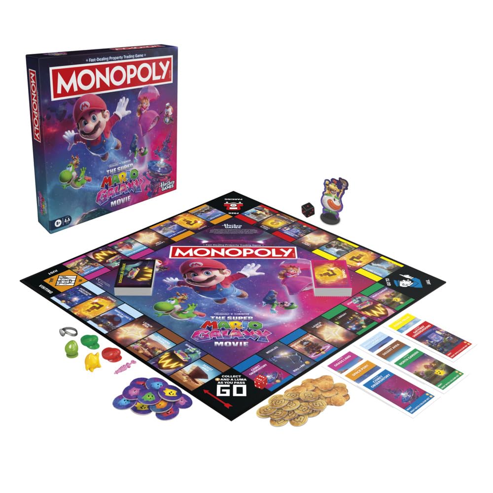 Monopoly: The Super Mario Galaxy Movie Edition Board Game I Fun Family Games for Children, Teens, Adults | 2 to 6 Players | Ages 8+ - English Version