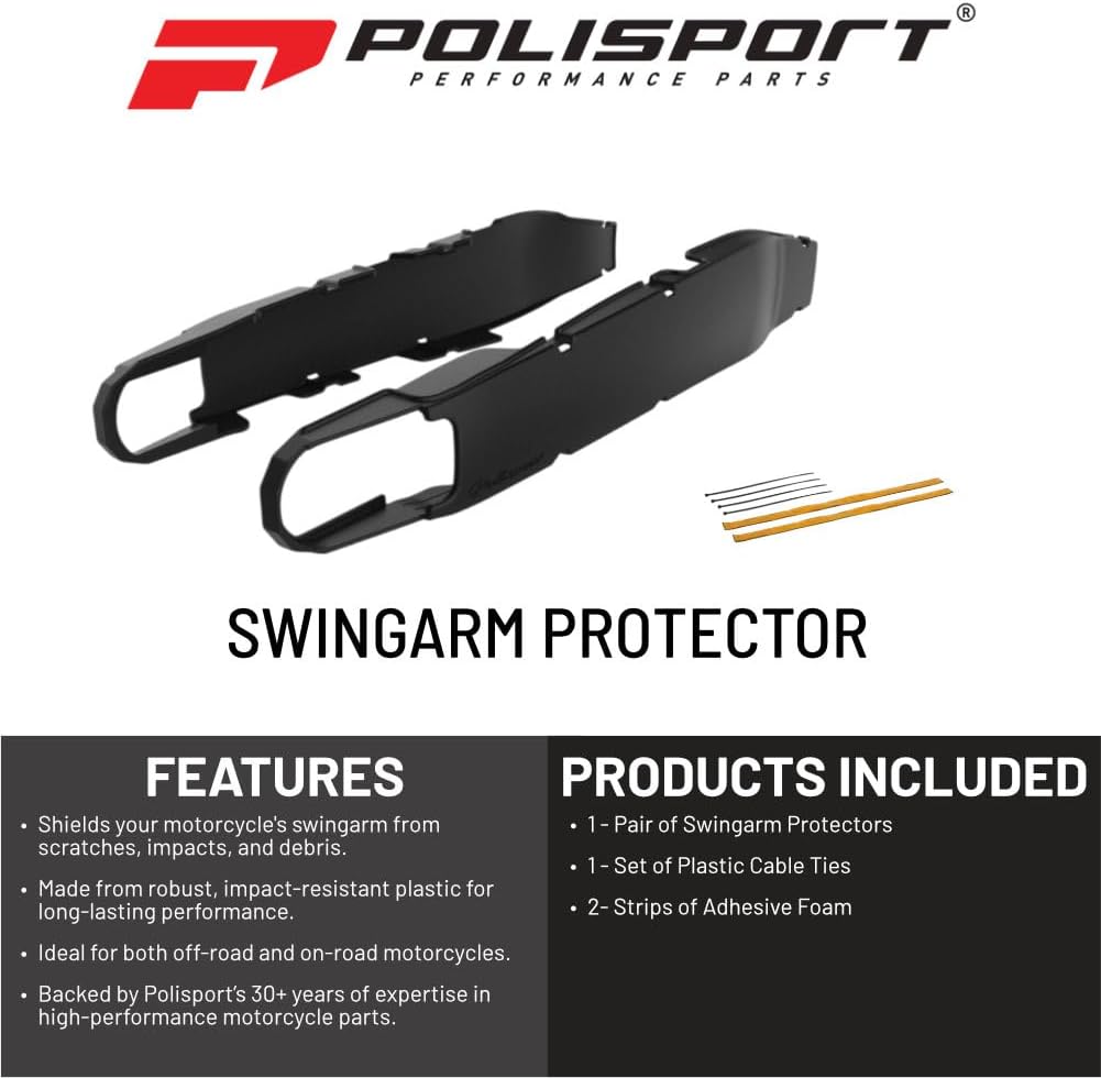 Polisport Motocross Motorcycles (MX) Swingarm Protector for Sherco SEF 450/500 4T (2012-2024) Dirt Bikes - OEM-Style Replacement, High Impact & Abrasion Resistance -Black