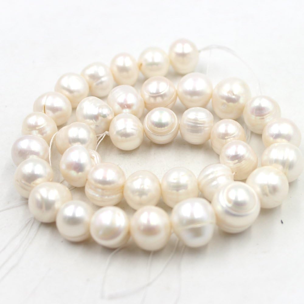SR BGSJ Jewelry Making Natural 11-14mm Nearly Round Cultured Freshwater Pearl Loose Spacer Beads Strand 15"