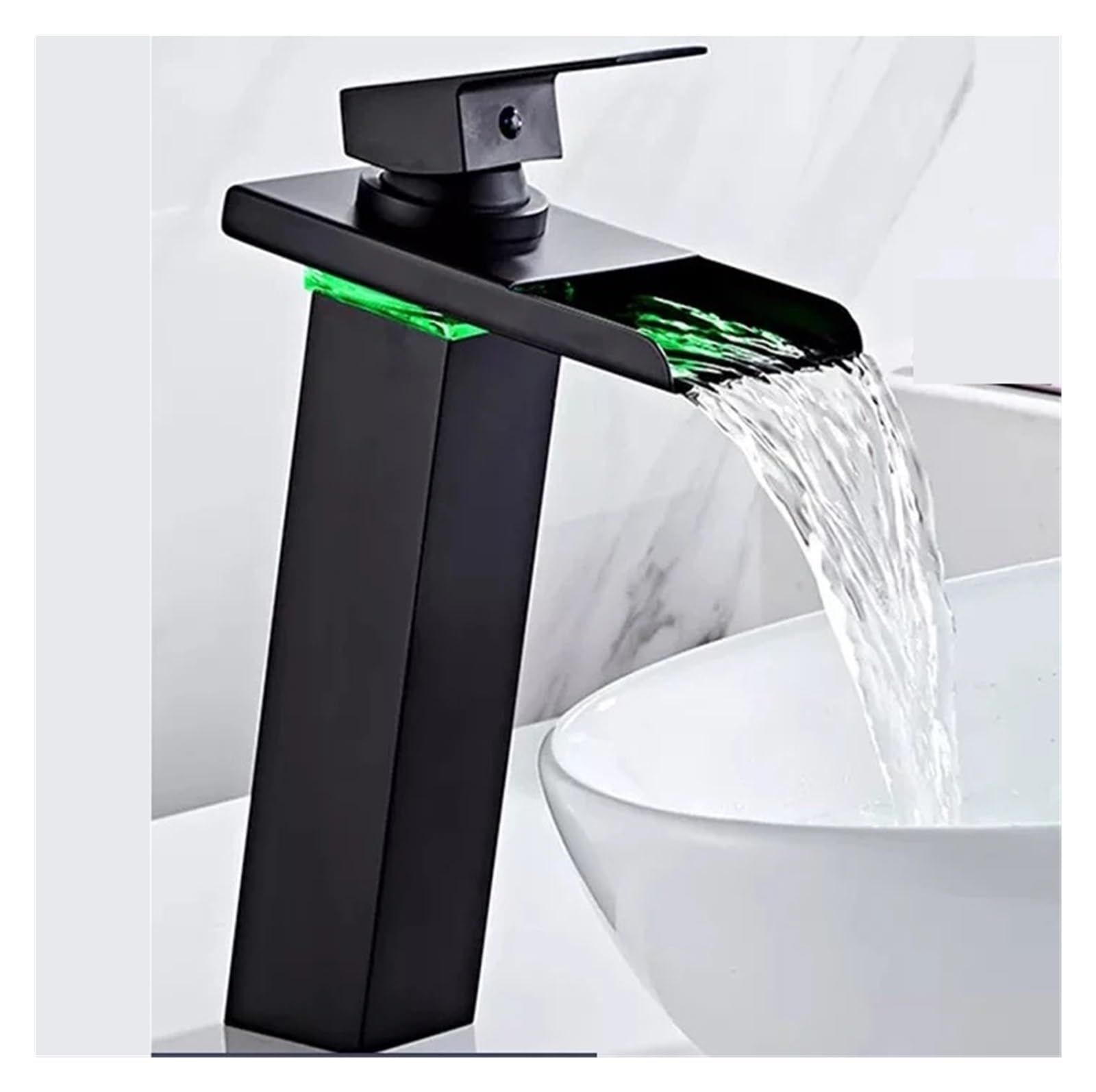 Grifo de lavabo monomando cascada LED para evitar quemaduras con agua caliente 4