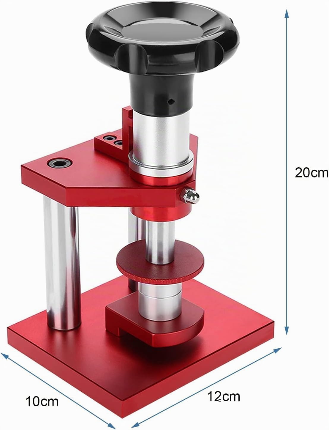 Prensa de reloj, de 18 mm a 50 mm, cierre tipo tornillo, con 20 troqueles para cerrar la tapa trasera del reloj, máquina de cierre trasero, herramienta de banco, bisel de cristal, caja de prensa,