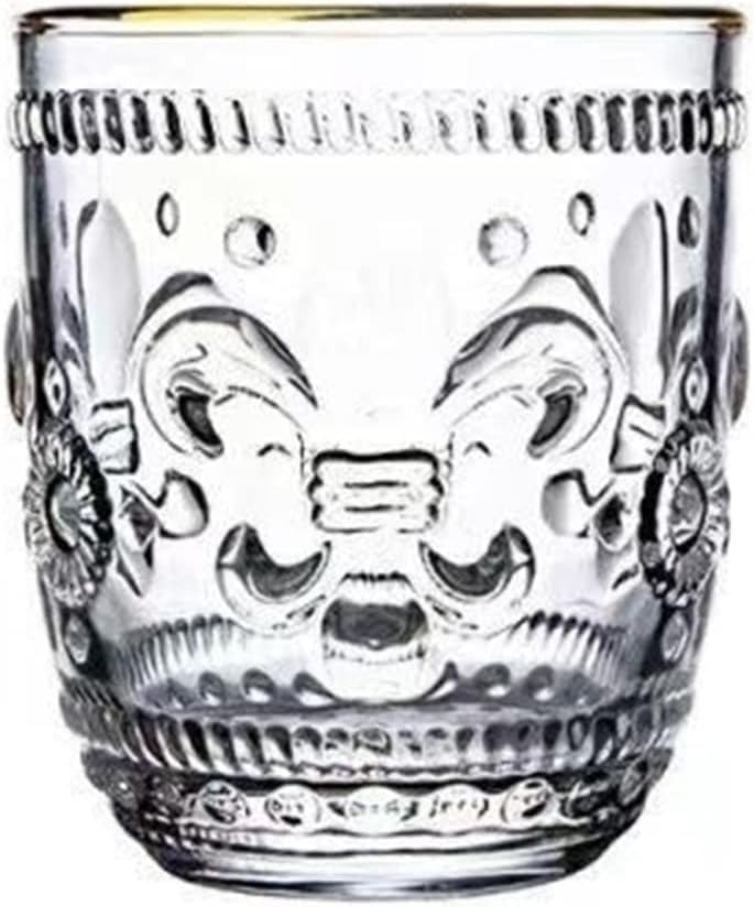 INLIMA Drinking Glasses Glass Iris Embossed Rainbow Transparent Thick Heat-resistant Water Glass Dessert Juice Cocktail Cup (Color : Phnom Penh Short)